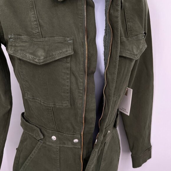 Good American Fit For Success Jumpsuit Size S Olive Green Cotton Stretch - Picture 10 of 15